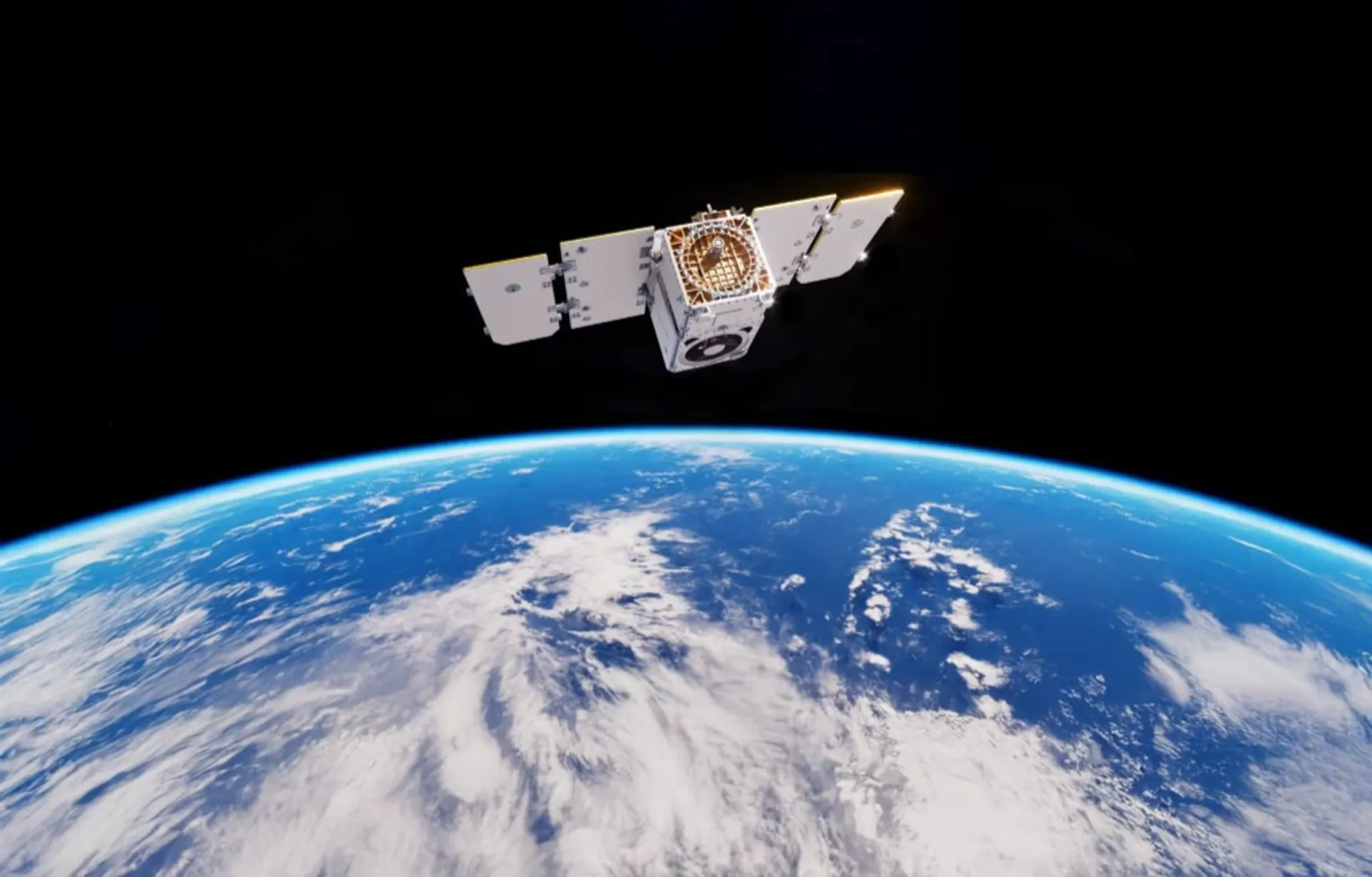 Satellite in low Earth orbit above the planet